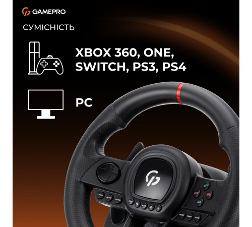 Кермо GamePro RW038PM з педалями та коробкою передач