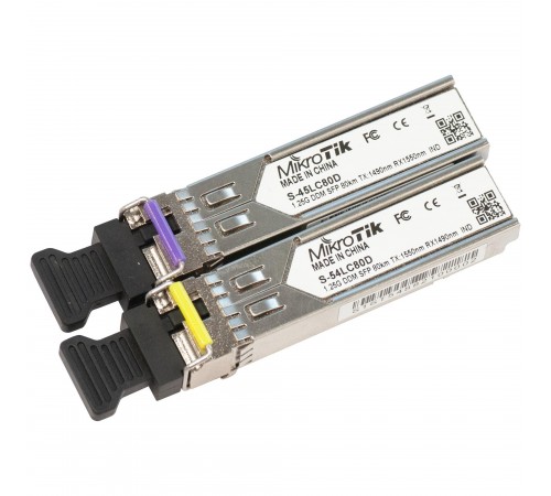 Модуль SFP MikroTik S-4554LC80D пара (1.25G Single Mode, LC, до 80км)