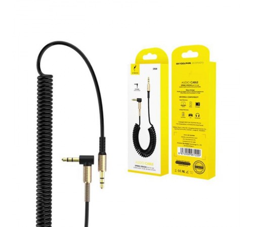 Аудіо-кабель SkyDolphin SR08 Spring Wire 3.5 мм - 3.5 мм (M/M), 1 м, Black (SDAUX-000062)
