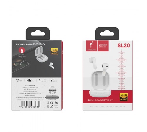 Bluetooth-гарнітура SkyDolphin TWS SL20 White (SDBTE-000183)