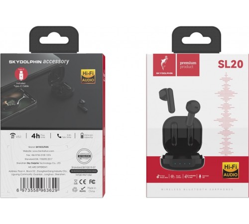 Bluetooth-гарнітура SkyDolphin TWS SL20 Black (SDBTE-000184)