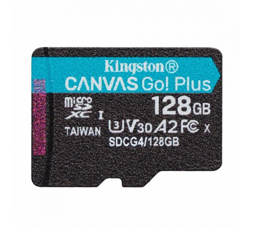 Карта пам`яті MicroSDXC 128GB UHS-I/U3 Class 10 Kingston Canvas Go! Plus R200/W200MB/s (SDCG4/128GBSP)
