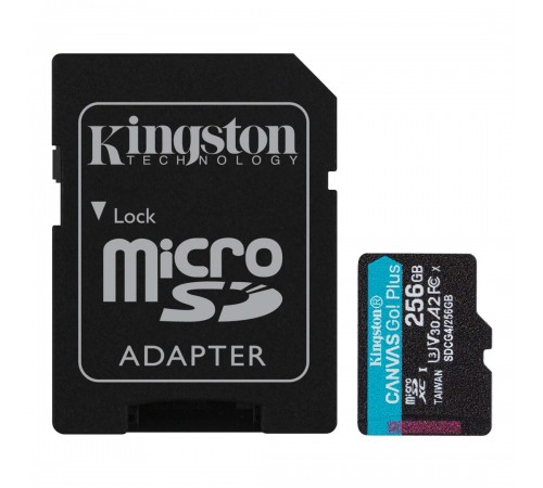 Карта пам`яті MicroSDXC 256GB UHS-I/U3 Class 10 Kingston Canvas Go! Plus R200/W160MB/s + SD-адаптер (SDCG4/256GB)