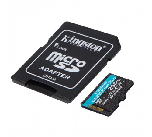 Карта пам`яті MicroSDXC 256GB UHS-I/U3 Class 10 Kingston Canvas Go! Plus R200/W160MB/s + SD-адаптер (SDCG4/256GB)