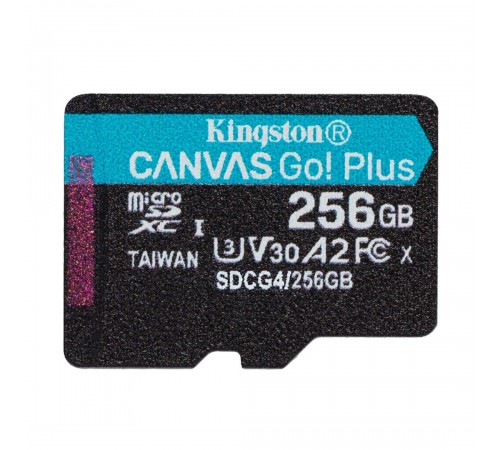 Карта пам`яті MicroSDXC 256GB UHS-I/U3 Class 10 Kingston Canvas Go! Plus R200/W160MB/s (SDCG4/256GBSP)