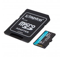 Карта пам`яті MicroSDXC  64GB UHS-I/U3 Class 10 Kingston Canvas Go! Plus R200/W200MB/s + SD-адаптер (SDCG4/64GB)