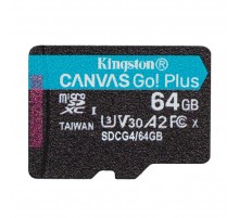 Карта пам`яті MicroSDXC  64GB UHS-I/U3 Class 10 Kingston Canvas Go! Plus R200/W200MB/s (SDCG4/64GBSP)