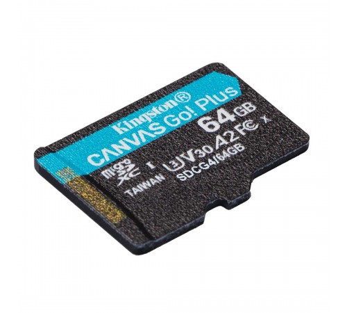 Карта пам`яті MicroSDXC 64GB UHS-I/U3 Class 10 Kingston Canvas Go! Plus R200/W200MB/s (SDCG4/64GBSP)