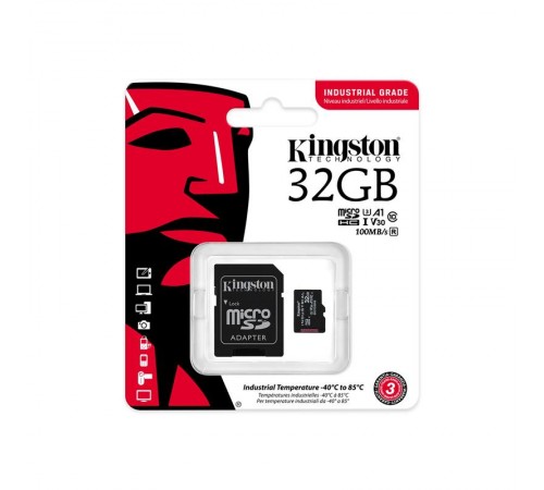 Карта пам`ятi MicroSDHC 32GB UHS-I/U3 Class 10 Kingston Industrial + SD-adapter (SDCIT2/32GB)