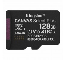 Карта пам`яті MicroSDXC 128GB UHS-I Class 10 Kingston Canvas Select Plus R150MB/s + SD-адаптер (SDCS3/128GB)