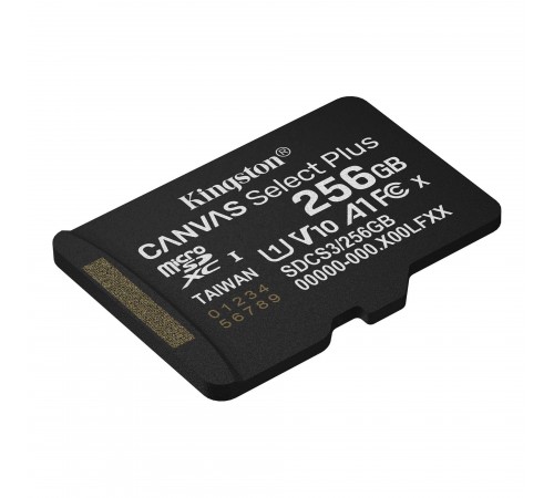 Карта пам`яті MicroSDXC 256GB UHS-I Class 10 Kingston Canvas Select Plus R150MB/s + SD-адаптер (SDCS3/256GB)