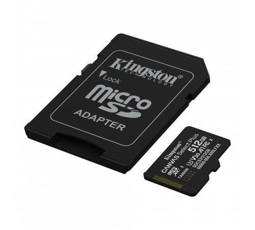 Карта пам`яті MicroSDXC 512GB UHS-I Class 10 Kingston Canvas Select Plus R150MB/s + SD-адаптер (SDCS3/512GB)