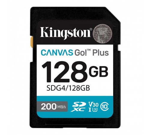 Карта пам`ятi SDXC 128GB UHS-I/U3 Class 10 Kingston Canvas Go! Plus R200/W200MB/s (SDG4/128GB)