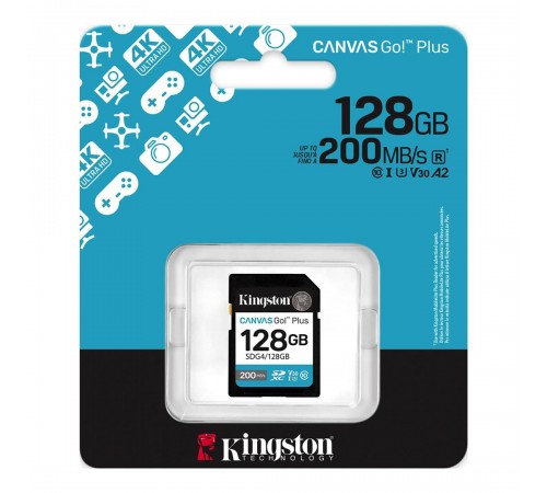 Карта пам`ятi SDXC 128GB UHS-I/U3 Class 10 Kingston Canvas Go! Plus R200/W200MB/s (SDG4/128GB)