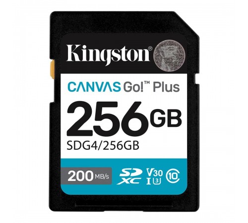 Карта пам`ятi SDXC 256GB UHS-I/U3 Class 10 Kingston Canvas Go! Plus R200/W160MB/s (SDG4/256GB)