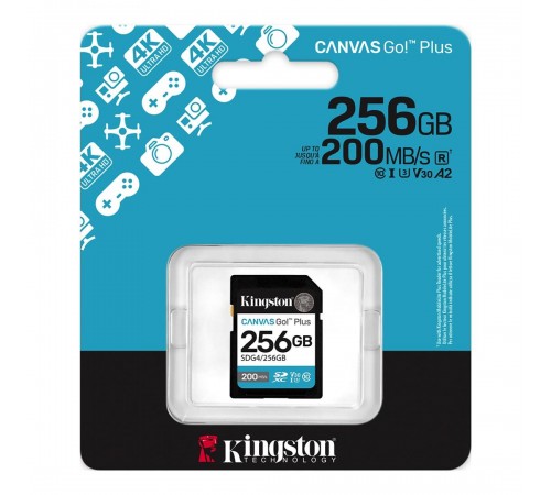 Карта пам`ятi SDXC 256GB UHS-I/U3 Class 10 Kingston Canvas Go! Plus R200/W160MB/s (SDG4/256GB)