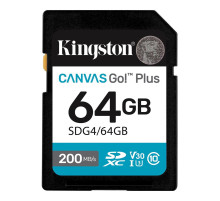 Карта пам`ятi SDXC  64GB UHS-I/U3 Class 10 Kingston Canvas Go! Plus R200/W200MB/s (SDG4/64GB)