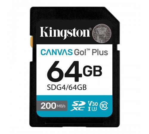 Карта пам`ятi SDXC 64GB UHS-I/U3 Class 10 Kingston Canvas Go! Plus R200/W200MB/s (SDG4/64GB)