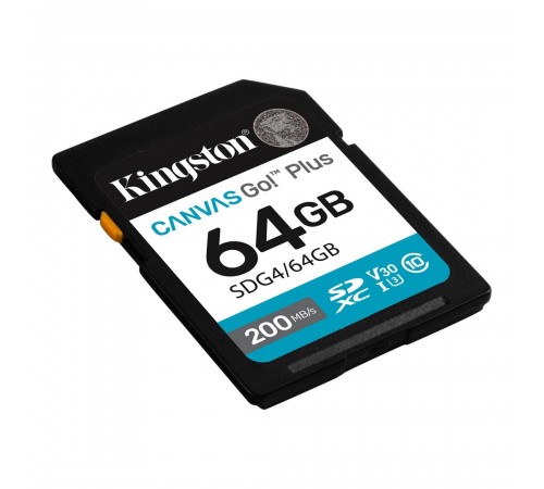Карта пам`ятi SDXC 64GB UHS-I/U3 Class 10 Kingston Canvas Go! Plus R200/W200MB/s (SDG4/64GB)