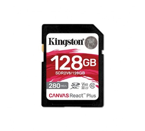 Карта пам`яті SDHC 128GB UHS-II/U3 Class 10 Kingston Canvas React Plus V60 SD R280/W100MB/s (SDR2V6/128GB)