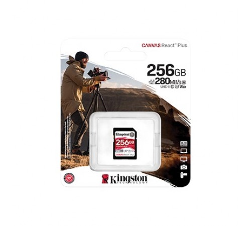 Карта пам`яті SDHC 256GB UHS-II/U3 Class 10 Kingston Canvas React Plus V60 SD R280/W150MB/s (SDR2V6/256GB)
