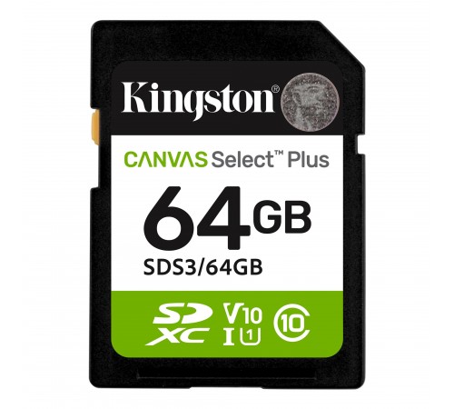 Карта пам`яті SDXC 64GB UHS-I Class 10 Kingston Canvas Select Plus R100MB/s (SDS3/64GB)