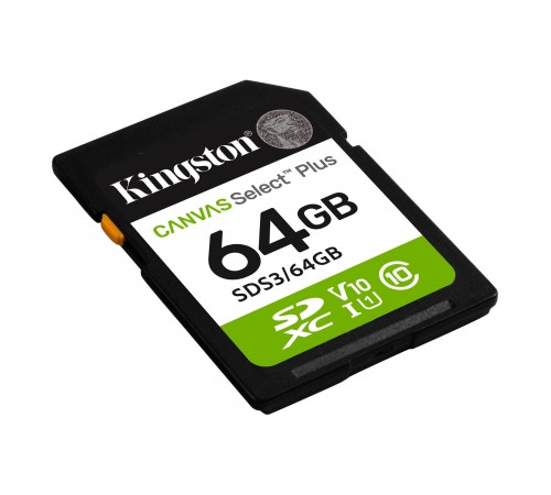 Карта пам`яті SDXC 64GB UHS-I Class 10 Kingston Canvas Select Plus R100MB/s (SDS3/64GB)