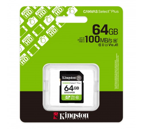 Карта пам`яті SDXC 64GB UHS-I Class 10 Kingston Canvas Select Plus R100MB/s (SDS3/64GB)