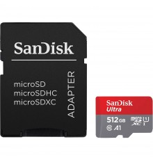 Карта пам`ятi MicroSDXC 512GB UHS-I Class 10 SanDisk Ultra A1 R150MB/s + SD-adapter (SDSQUAC-512G-GN6MA)