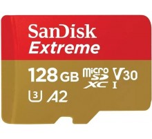 Карта пам`ятi MicroSDXC 128GB C10 UHS-I SanDisk Extreme V30 U3 R190/W90MB/s + SD (SDSQXAA-128G-GN6MA)