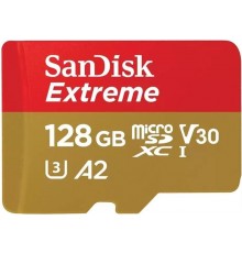 Карта пам`ятi MicroSDXC 128GB C10 UHS-I SanDisk Extreme V30 U3 R190/W90MB/s + SD (SDSQXAA-128G-GN6MA)