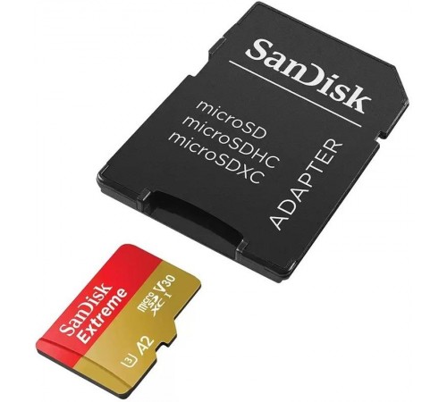 Карта пам`ятi MicroSDXC 128GB C10 UHS-I SanDisk Extreme V30 U3 R190/W90MB/s + SD (SDSQXAA-128G-GN6MA)