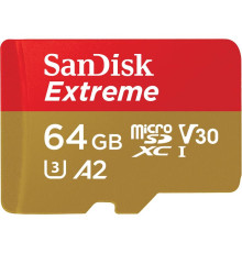 Карта пам`ятi MicroSDXC 64GB C10 UHS-I SanDisk Extreme V30 U3 R170/W80MB/s (SDSQXAH-064G-GN6AA)