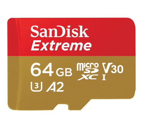 Карта пам`ятi MicroSDXC 64GB C10 UHS-I SanDisk Extreme V30 U3 R170/W80MB/s (SDSQXAH-064G-GN6AA)