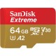 Карта пам`ятi MicroSDXC 64GB C10 UHS-I SanDisk Extreme V30 U3 R170/W80MB/s + SD (SDSQXAH-064G-GN6MA)