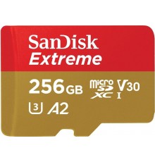 Карта пам`ятi MicroSDXC 256GB C10 UHS-I SanDisk Extreme V30 U3 R190/W130MB/s + SD (SDSQXAV-256G-GN6MA)