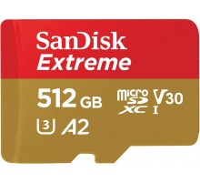 Карта пам`ятi MicroSDXC512GB C10 UHS-I SanDisk Extreme V30 U3 R190/W130MB/s + SD (SDSQXAV-512G-GN6MA)