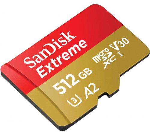 Карта пам`ятi MicroSDXC512GB C10 UHS-I SanDisk Extreme V30 U3 R190/W130MB/s + SD (SDSQXAV-512G-GN6MA)