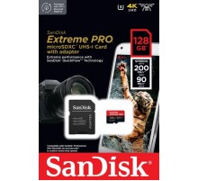Карта пам`ятi MicroSDXC 128GB UHS-I U3 R200/W90MB/s SanDisk Extreme Pro V30 + SD-адаптер (SDSQXCD-128G-GN6MA)