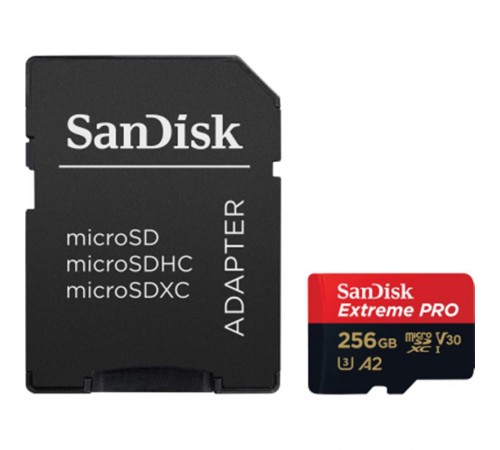 Карта пам`ятi MicroSDXC 256GB UHS-I U3 R200/W140MB/s SanDisk Extreme Pro V30 + SD-адаптер (SDSQXCD-256G-GN6MA)