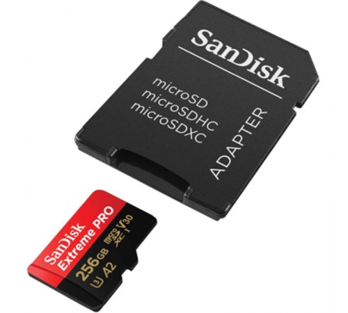 Карта пам`ятi MicroSDXC 256GB UHS-I U3 R200/W140MB/s SanDisk Extreme Pro V30 + SD-адаптер (SDSQXCD-256G-GN6MA)