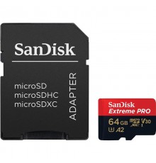 Карта пам`ятi MicroSDXC 64GB UHS-I U3 R200/W90MB/s SanDisk Extreme Pro V30 + SD-адаптер (SDSQXCU-064G-GN6MA)