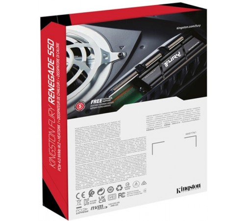 Накопичувач SSD 4TB Kingston Fury Renegade with Heatsink M.2 2280 PCIe 4.0 x4 NVMe 3D TLC (SFYRDK/4000G)