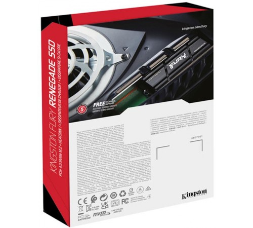 Накопичувач SSD 1TB Kingston Fury Renegade with Heatsink M.2 2280 PCIe 4.0 x4 NVMe 3D TLC (SFYRSK/1000G)