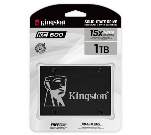 Накопичувач SSD 1TB Kingston KC600 2.5" SATAIII 3D TLC (SKC600/1024G)