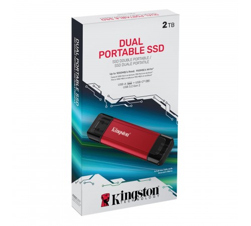 Накопичувач зовнішній SSD USB 2TB Kingston Dual Portable Red (SPSD/2TB)