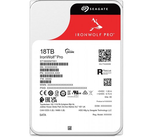 Накопичувач HDD SATA 18.0TB Seagate IronWolf Pro 7200rpm 256MB (ST18000NT001)