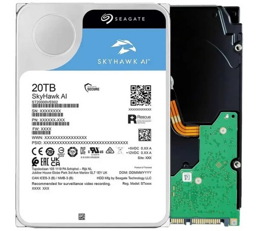 Накопичувач HDD SATA 20.0TB Seagate SkyHawk AI Surveillance 7200rpm 256MB (ST20000VE002)