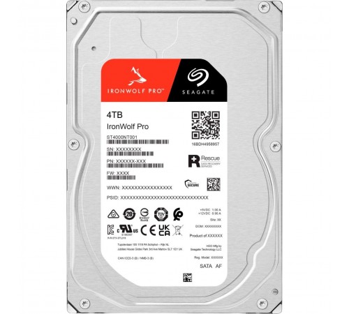 Накопичувач HDD SATA 4.0TB Seagate IronWolf Pro 7200rpm 256MB (ST4000NT001)
