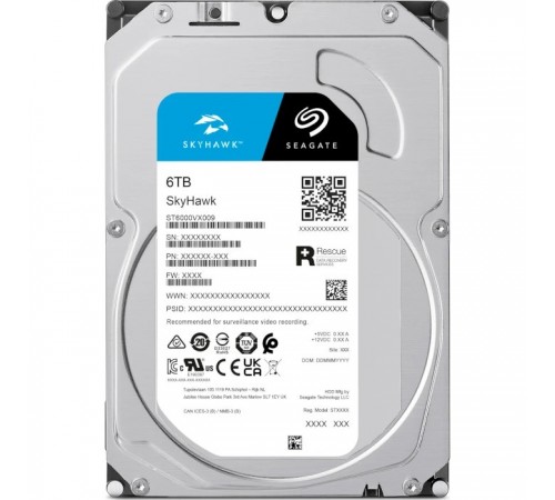 Накопичувач HDD SATA 6.0TB Seagate SkyHawk 5400rpm 256MB (ST6000VX009)